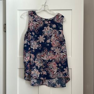 Daniel Rainn Paisley Albado Crew Neck Top in blue. Size XL.